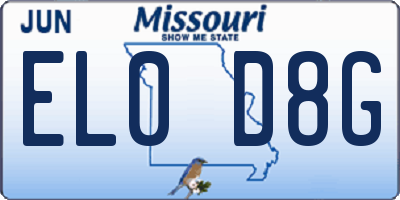 MO license plate EL0D8G