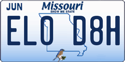 MO license plate EL0D8H