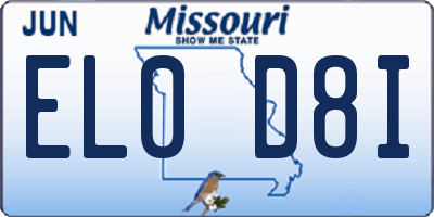 MO license plate EL0D8I