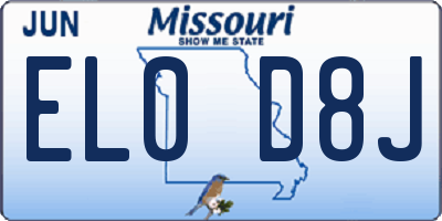 MO license plate EL0D8J