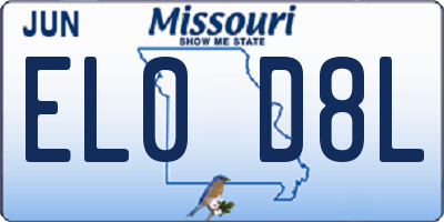 MO license plate EL0D8L