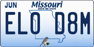 MO license plate EL0D8M