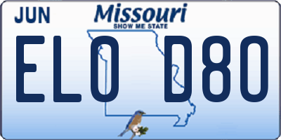 MO license plate EL0D8O