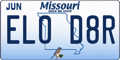 MO license plate EL0D8R