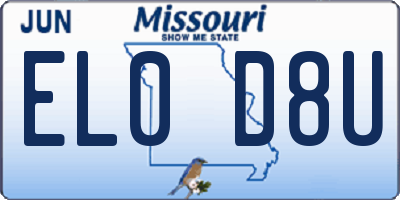 MO license plate EL0D8U