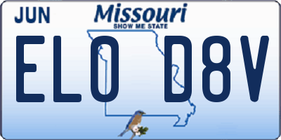 MO license plate EL0D8V