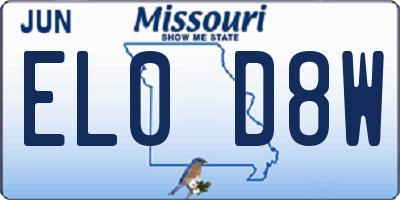 MO license plate EL0D8W