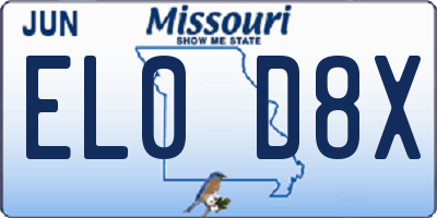 MO license plate EL0D8X