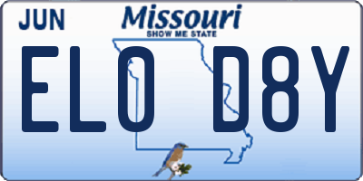 MO license plate EL0D8Y