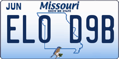 MO license plate EL0D9B