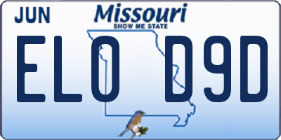 MO license plate EL0D9D
