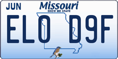 MO license plate EL0D9F