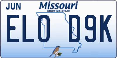MO license plate EL0D9K