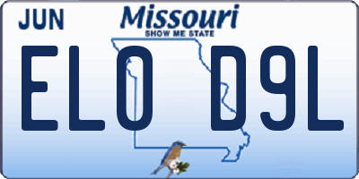 MO license plate EL0D9L