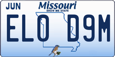 MO license plate EL0D9M