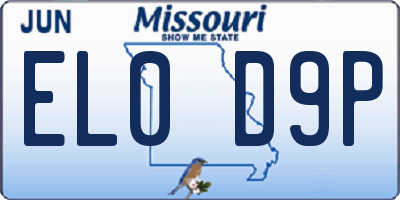 MO license plate EL0D9P