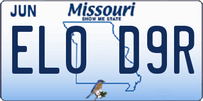 MO license plate EL0D9R