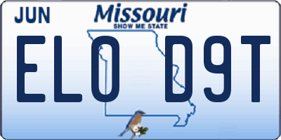 MO license plate EL0D9T