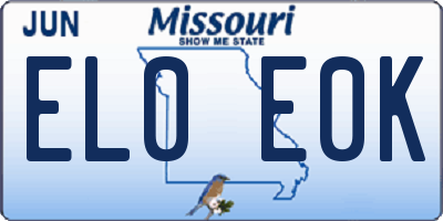 MO license plate EL0E0K