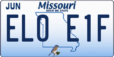 MO license plate EL0E1F
