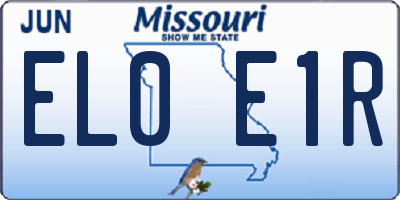MO license plate EL0E1R