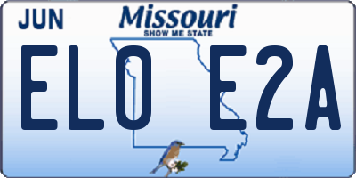 MO license plate EL0E2A