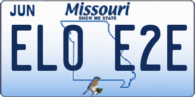 MO license plate EL0E2E