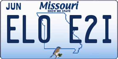 MO license plate EL0E2I