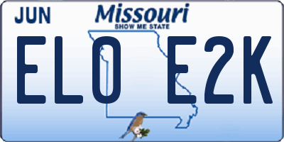 MO license plate EL0E2K