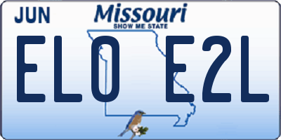 MO license plate EL0E2L