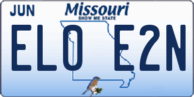 MO license plate EL0E2N