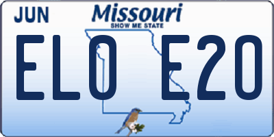 MO license plate EL0E2O