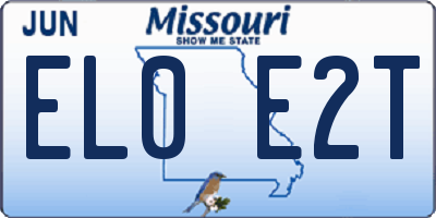 MO license plate EL0E2T