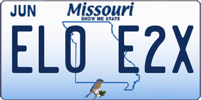 MO license plate EL0E2X