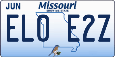 MO license plate EL0E2Z