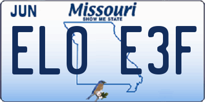 MO license plate EL0E3F