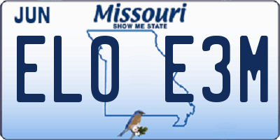 MO license plate EL0E3M