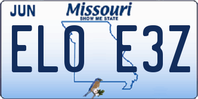 MO license plate EL0E3Z