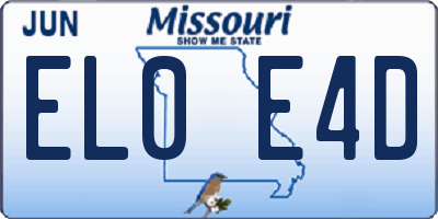 MO license plate EL0E4D