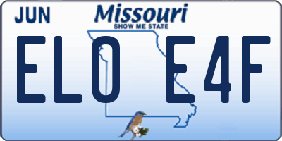 MO license plate EL0E4F