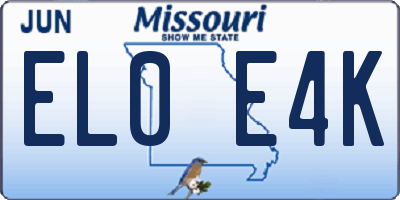 MO license plate EL0E4K