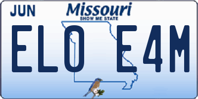 MO license plate EL0E4M