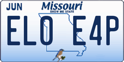MO license plate EL0E4P
