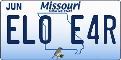 MO license plate EL0E4R