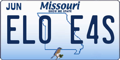 MO license plate EL0E4S