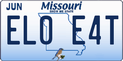 MO license plate EL0E4T
