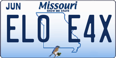 MO license plate EL0E4X