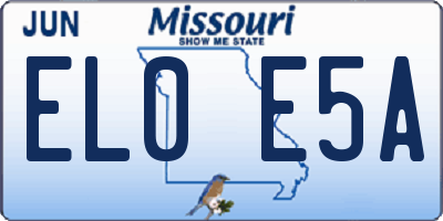 MO license plate EL0E5A
