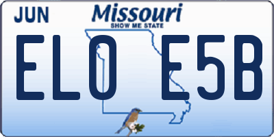 MO license plate EL0E5B