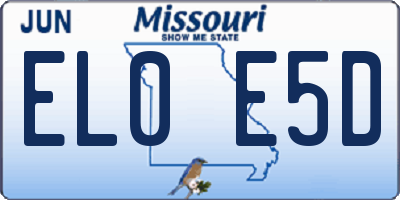 MO license plate EL0E5D